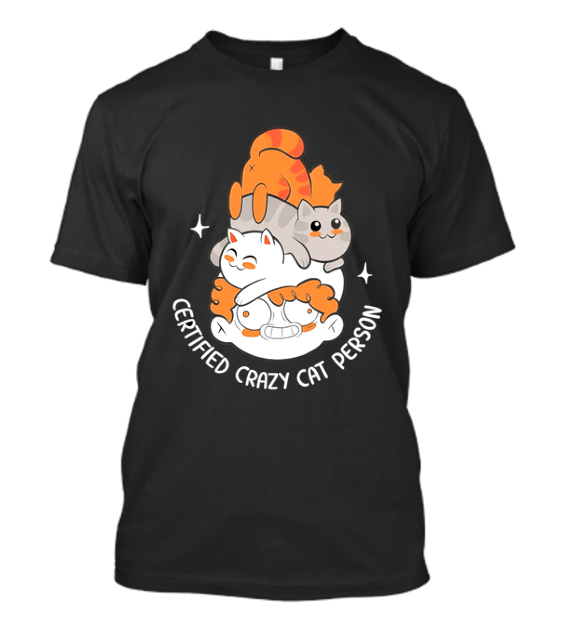 Certified Crazy Cat Person Playful Cartoon Cats T-Shirt