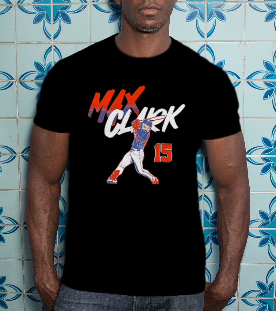 Max Clark Detroit Tigers 15 Baseball Player Hitting Action T-Shirt