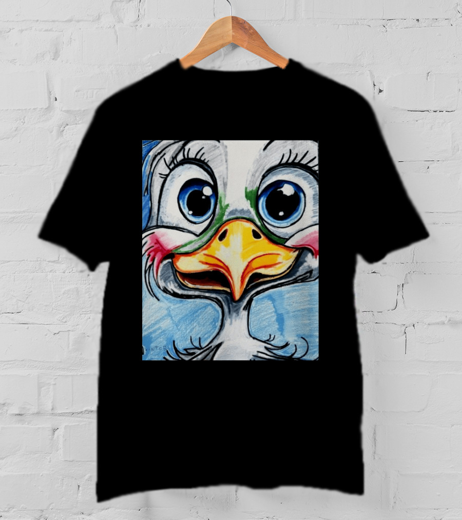 Swoopy The Charming Seagull By Viktor With Big Blue Eyes And Colorful Beak T-Shirt