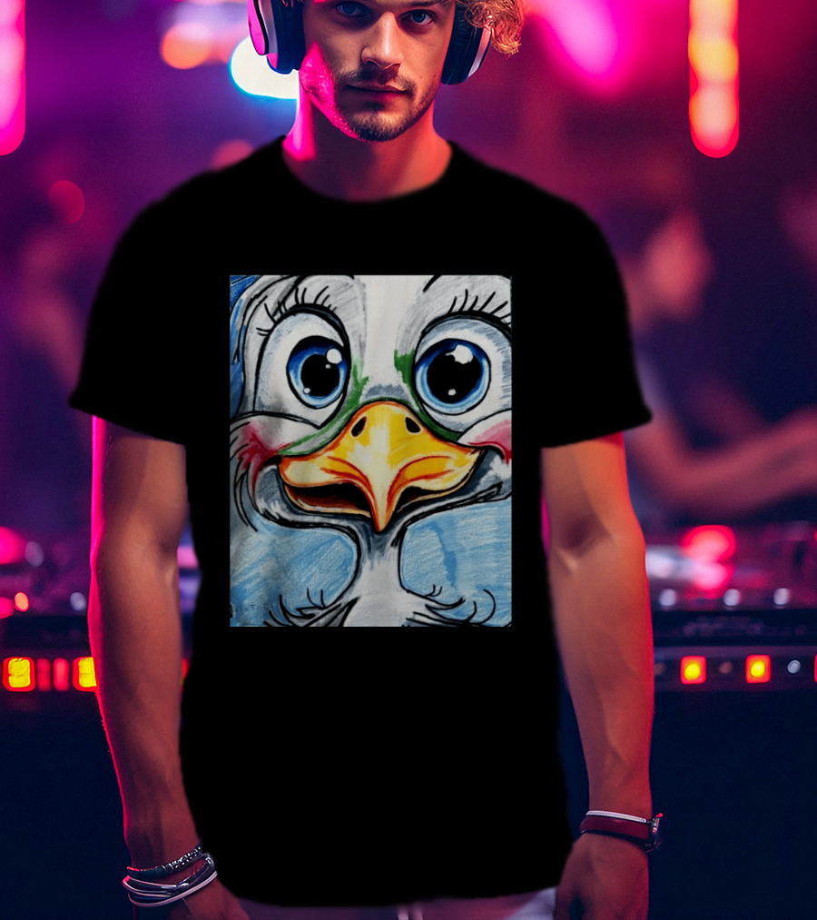 Swoopy The Charming Seagull By Viktor With Big Blue Eyes And Colorful Beak T-Shirt