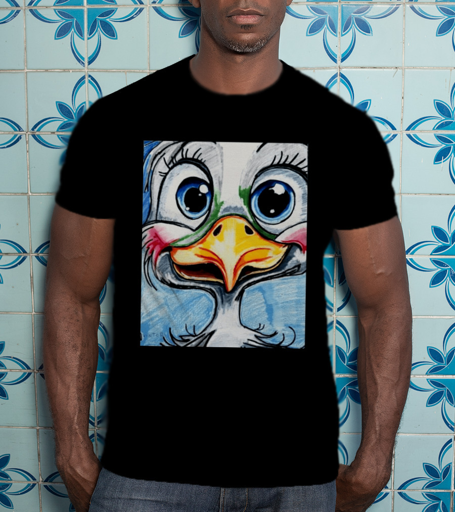 Swoopy The Charming Seagull By Viktor With Big Blue Eyes And Colorful Beak T-Shirt