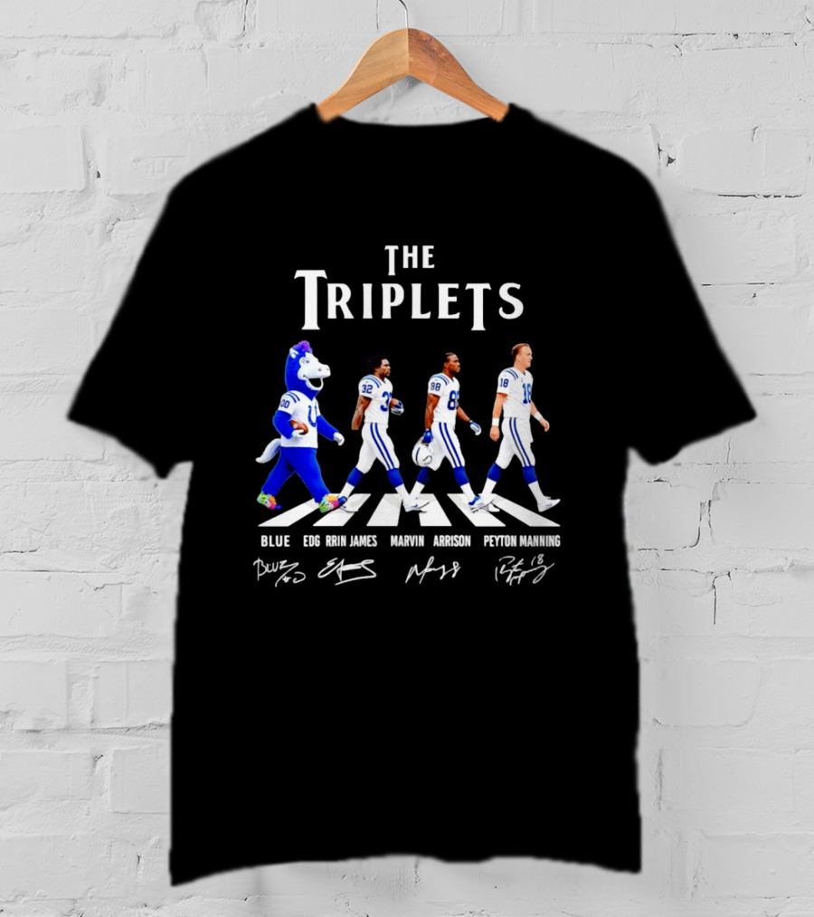 The Triplets Blue Edgerrin James Marvin Harrison Peyton Manning Indianapolis Colts T-Shirt