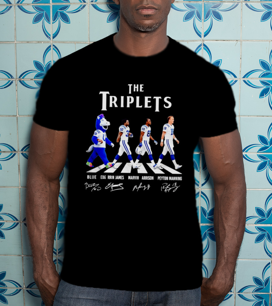 The Triplets Blue Edgerrin James Marvin Harrison Peyton Manning Indianapolis Colts T-Shirt
