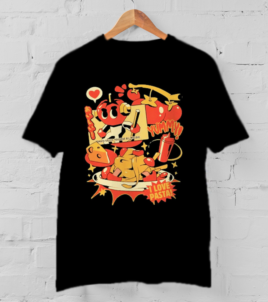 Tomato Sauces Yummy I Love Pasta With Cheese And Heart T-Shirt