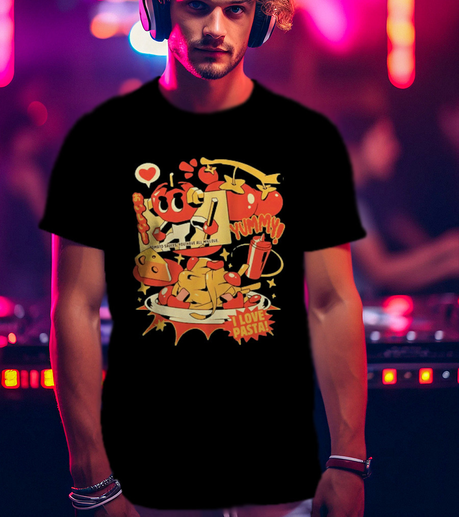Tomato Sauces Yummy I Love Pasta With Cheese And Heart T-Shirt