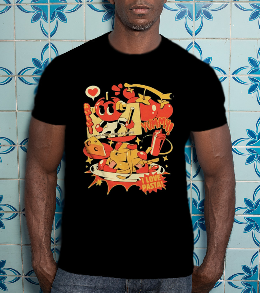 Tomato Sauces Yummy I Love Pasta With Cheese And Heart T-Shirt