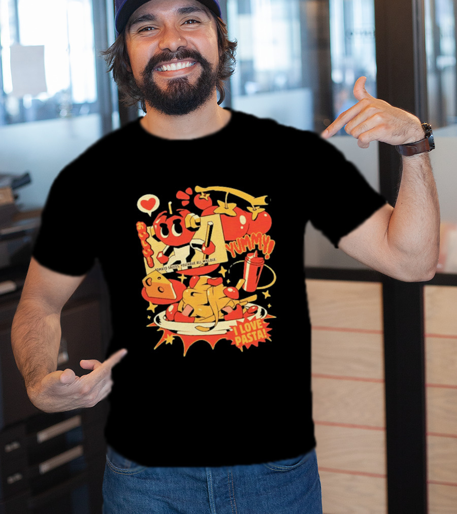 Tomato Sauces Yummy I Love Pasta With Cheese And Heart T-Shirt