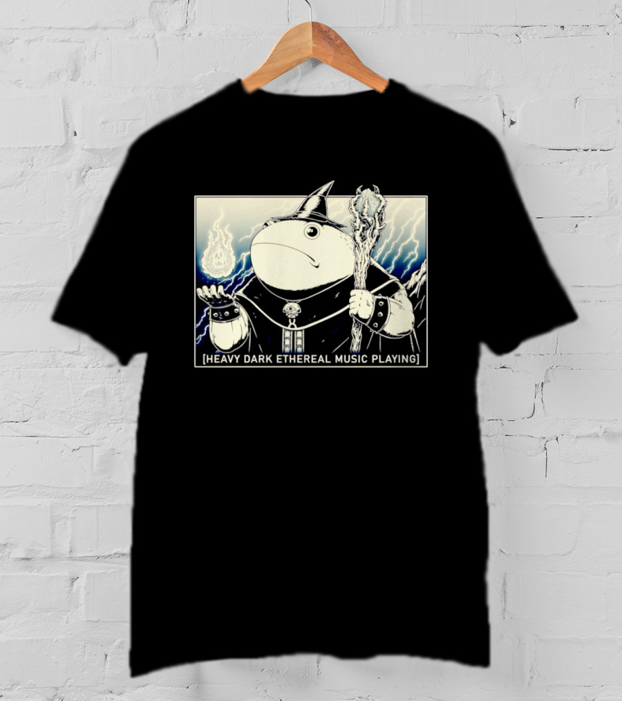 Wizard Frog With Staff And Magic Energy Heavy Dark Ethereal Music Playing T-Shirt