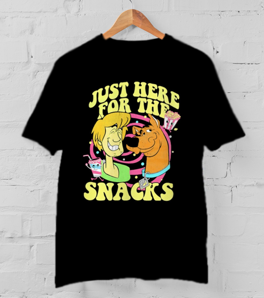 Scooby Doo Shaggy Just Here For The Snacks Popcorn Fun T-Shirt