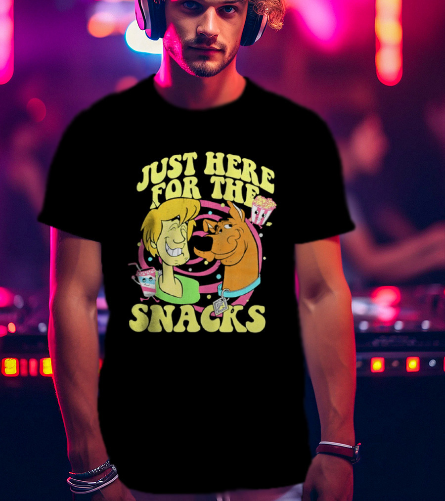 Scooby Doo Shaggy Just Here For The Snacks Popcorn Fun T-Shirt