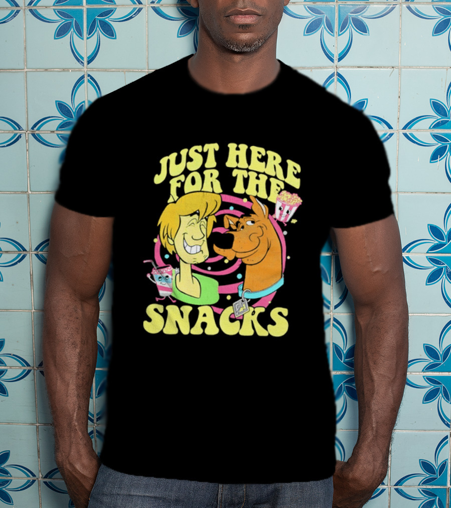 Scooby Doo Shaggy Just Here For The Snacks Popcorn Fun T-Shirt
