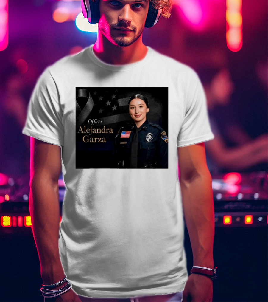Officer Alejandra Garza Memorial Tribute With Flag And Ribbon T-Shirt
