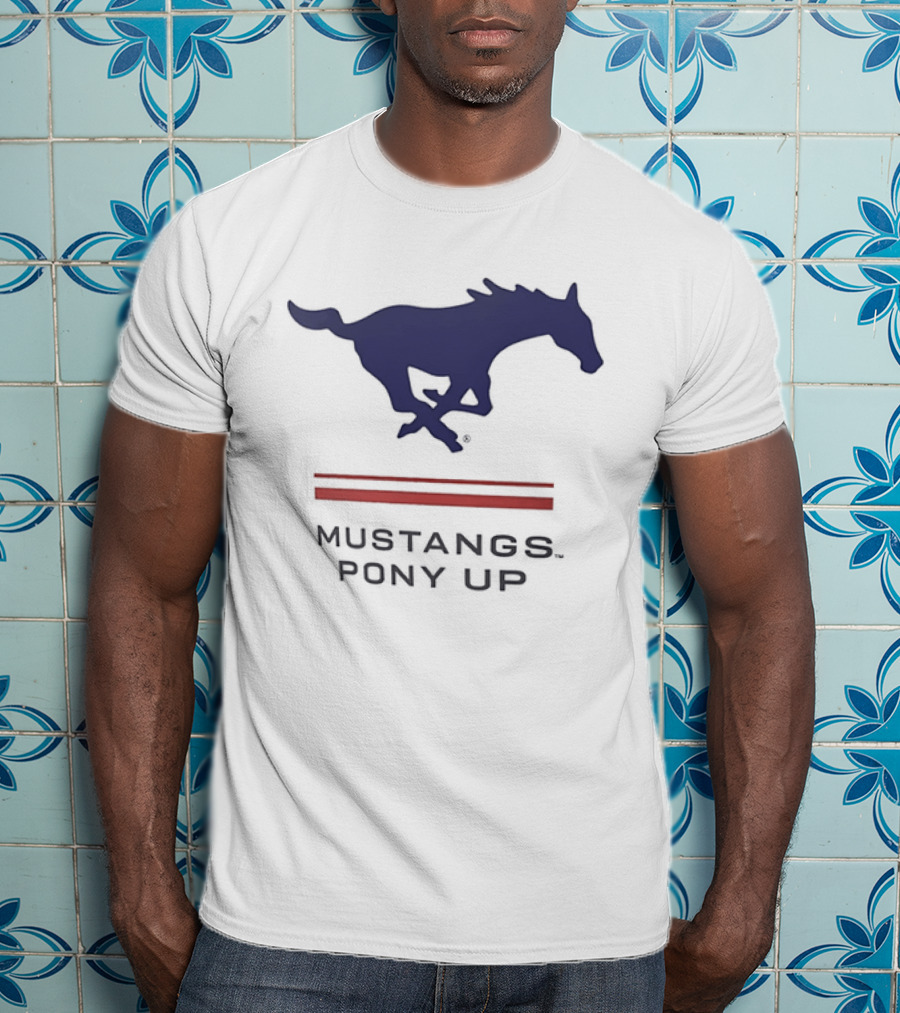 Southern Methodist University Mustangs Pony Up Text And Horse T-Shirt