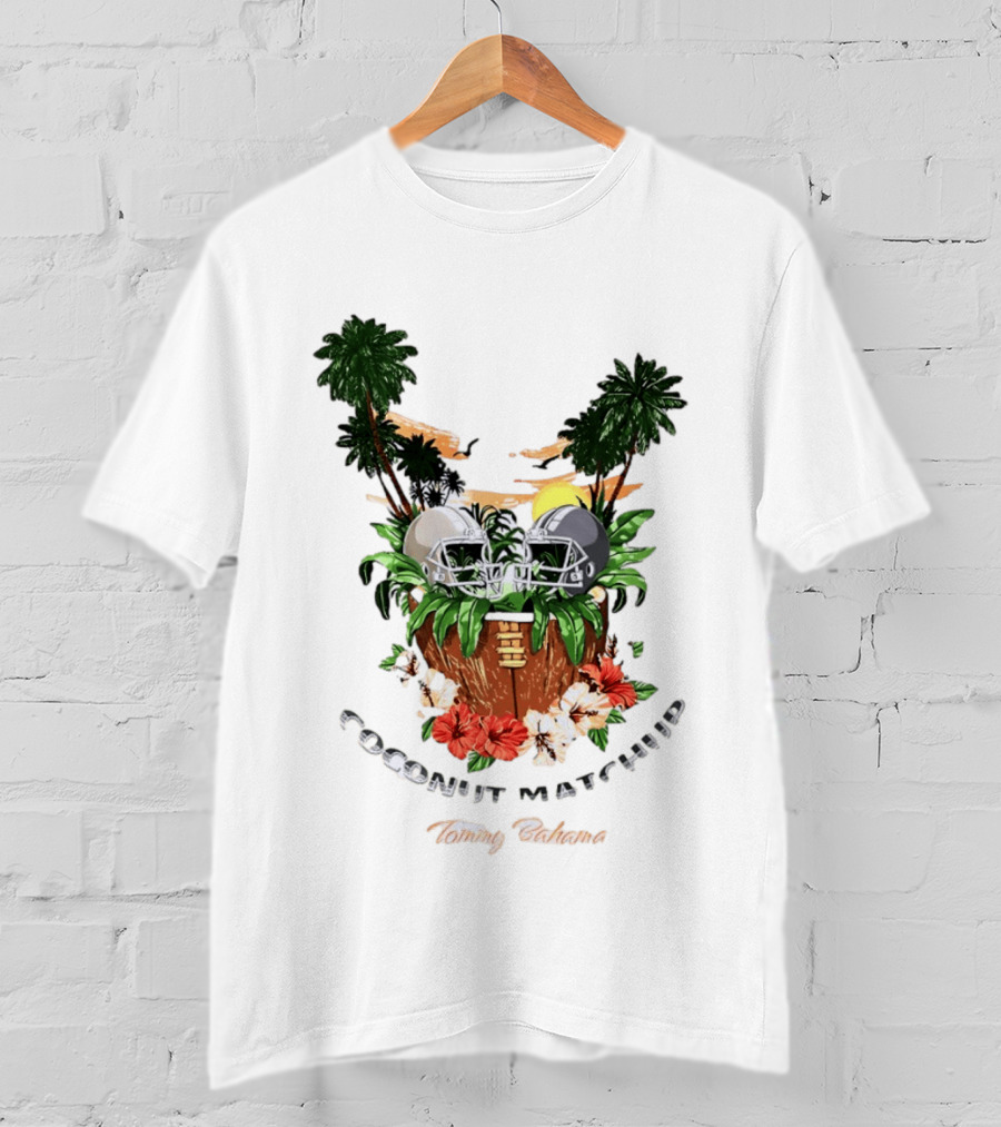 Tommy Bahama Coconut Matchup Football Tropical Palms Helmets Hibiscus T-Shirt
