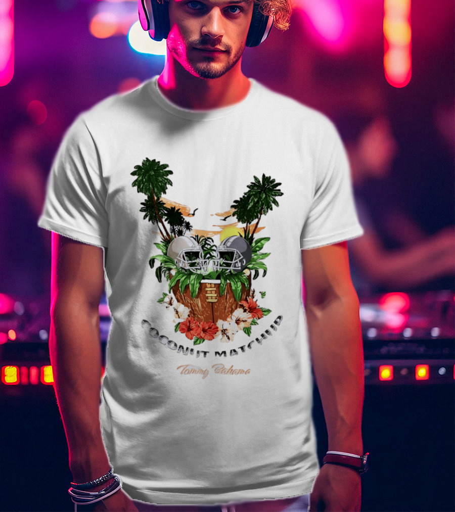 Tommy Bahama Coconut Matchup Football Tropical Palms Helmets Hibiscus T-Shirt