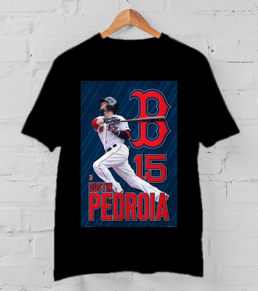 Dustin Pedroia Boston Red Sox 15 MLB Baseball Action T-Shirt
