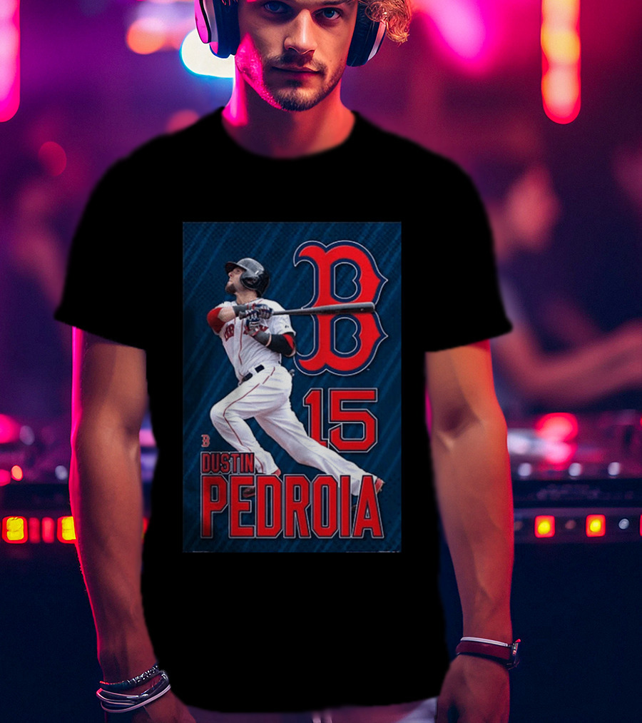 Dustin Pedroia Boston Red Sox 15 MLB Baseball Action T-Shirt