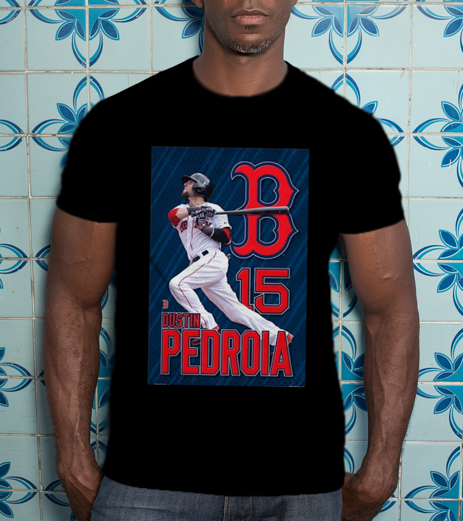 Dustin Pedroia Boston Red Sox 15 MLB Baseball Action T-Shirt
