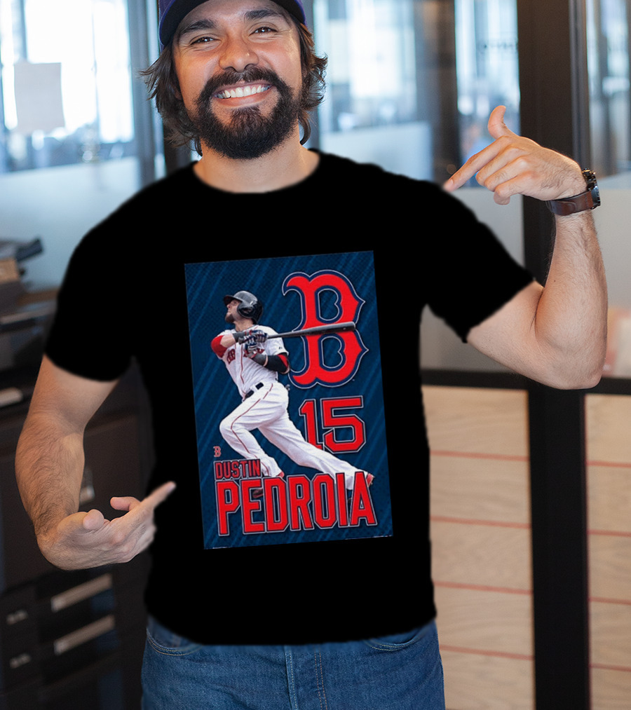 Dustin Pedroia Boston Red Sox 15 MLB Baseball Action T-Shirt