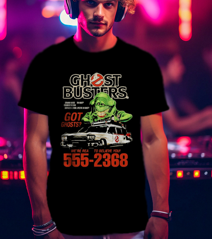 Ghostbusters Got Ghosts Ecto 1 Slimer We're Ready To Believe You 555 2368 T-Shirt