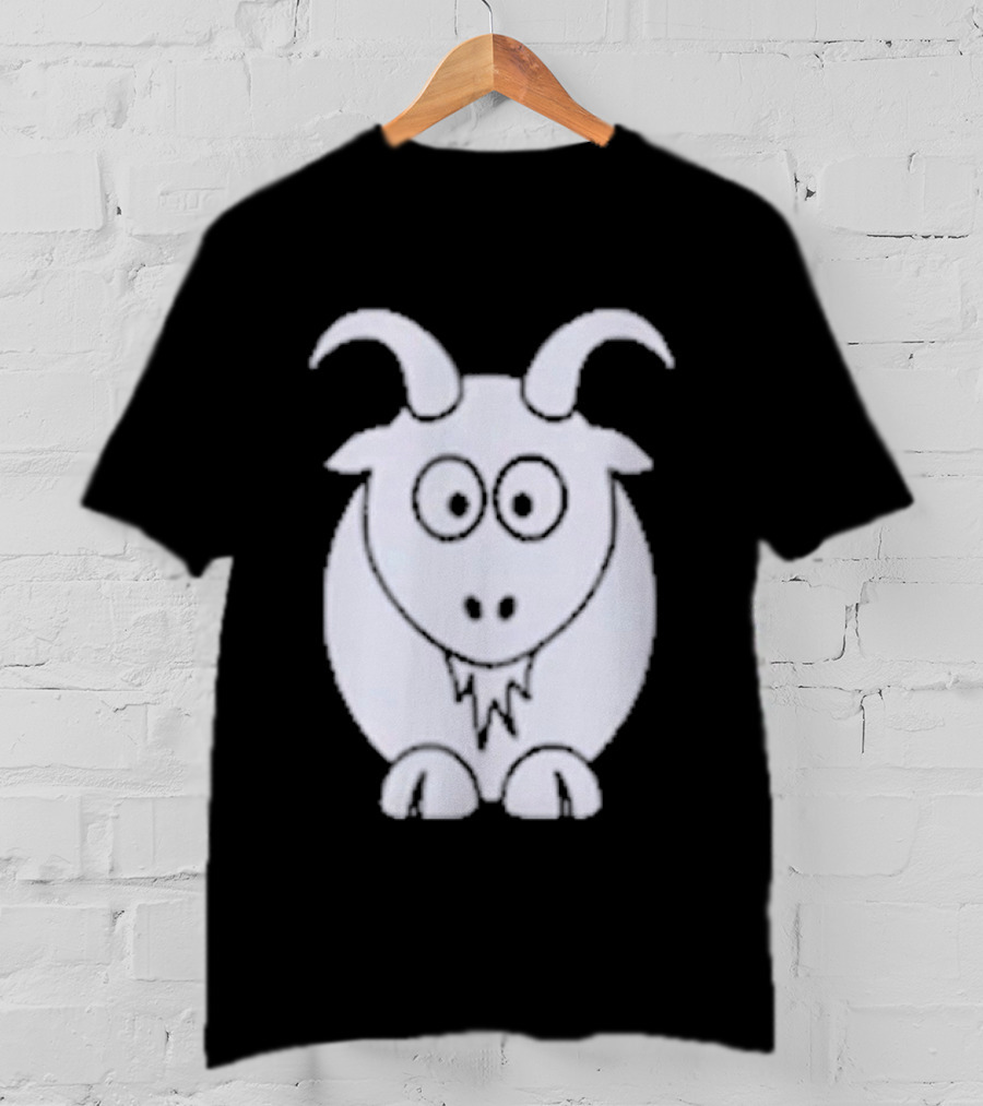 Cartoon Goat With Horns Cute Animal T-Shirt