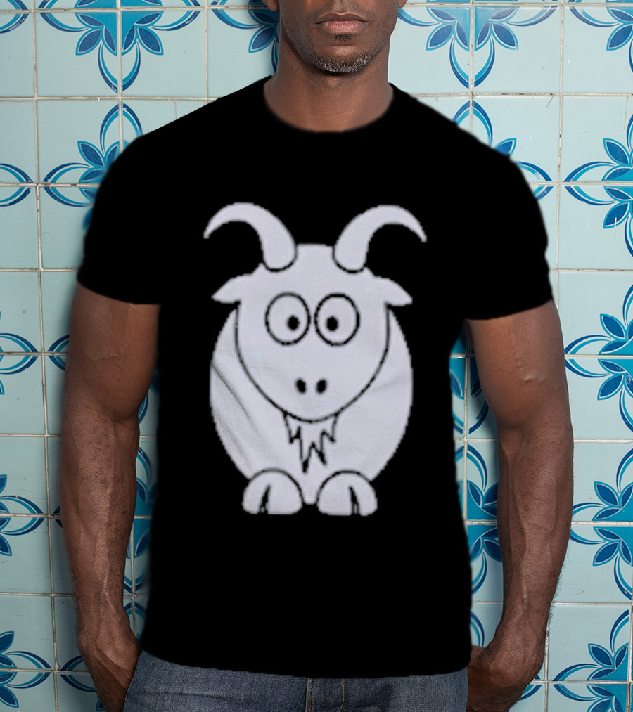 Cartoon Goat With Horns Cute Animal T-Shirt