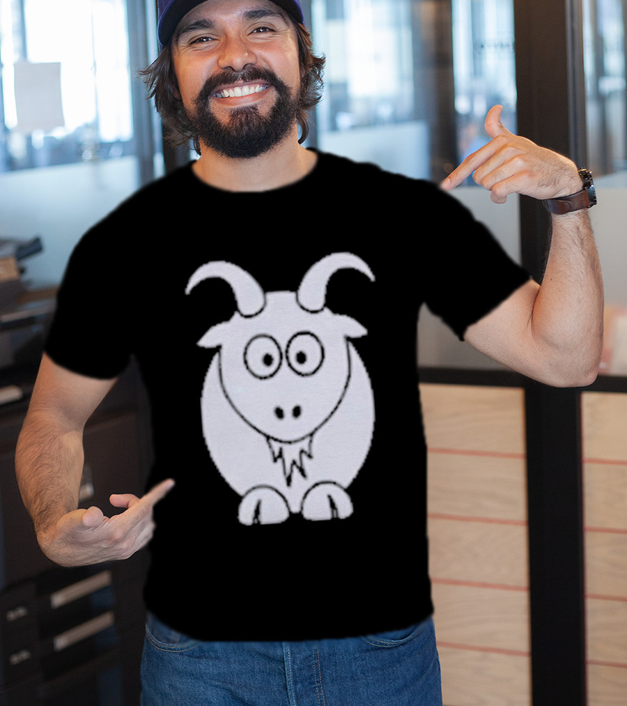 Cartoon Goat With Horns Cute Animal T-Shirt