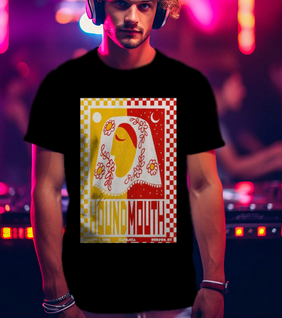 Houndmouth Concert Basilica Hudson NY August 4 2026 Moon Stars Flowers T-Shirt