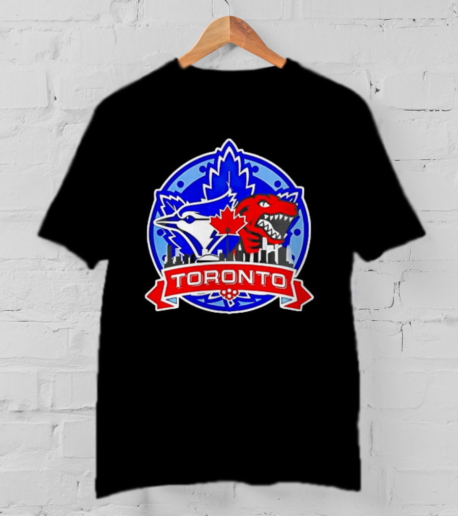 Toronto Raptors Blue Jays City Skyline Canada Leaf T-Shirt