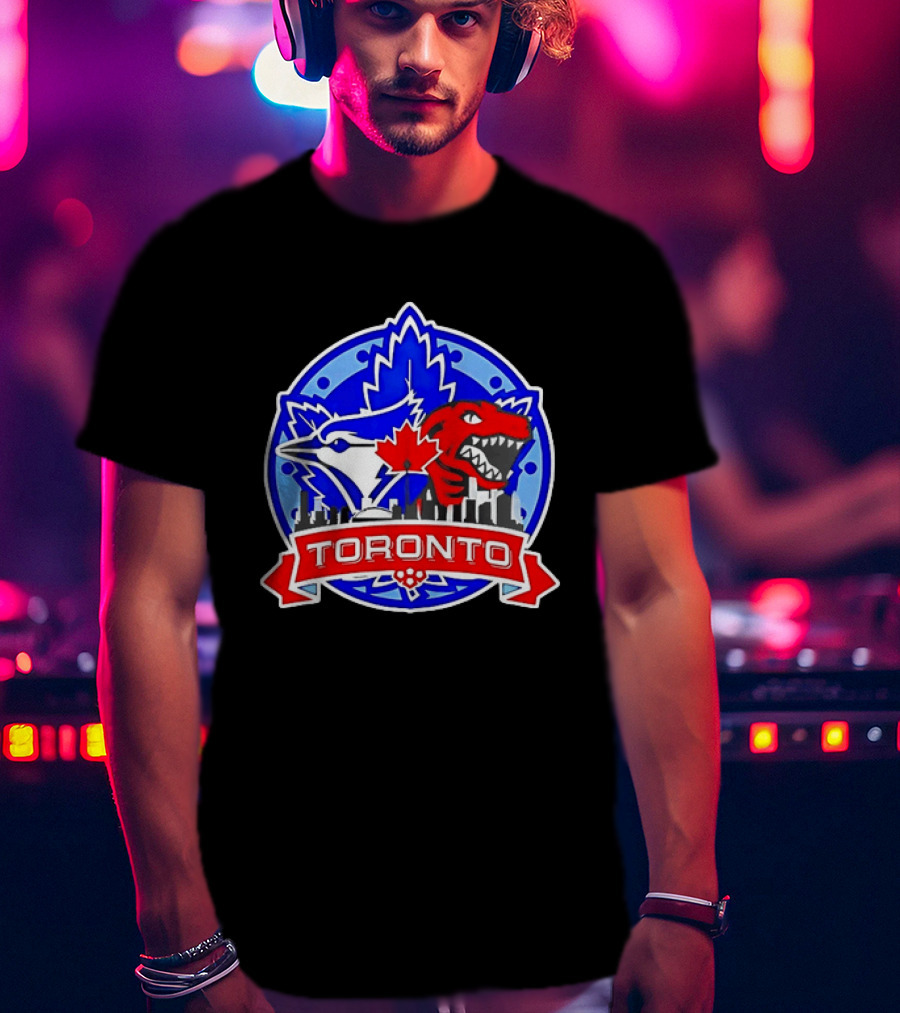 Toronto Raptors Blue Jays City Skyline Canada Leaf T-Shirt