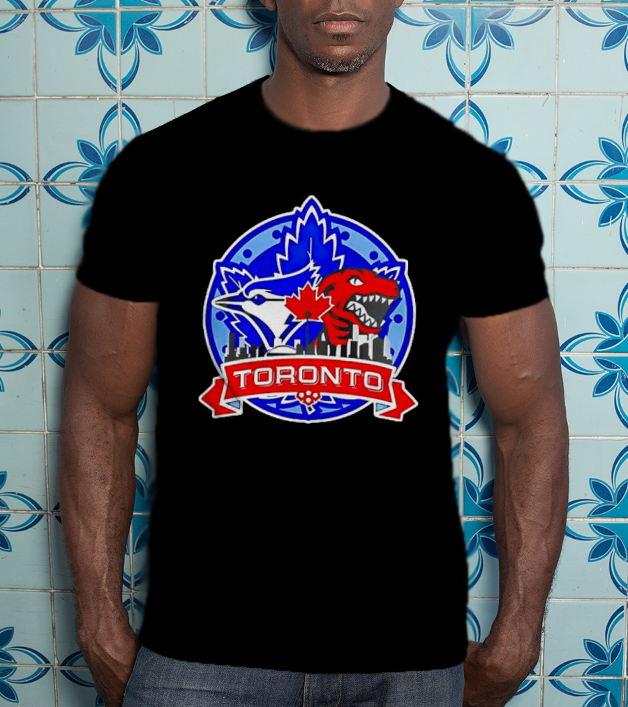 Toronto Raptors Blue Jays City Skyline Canada Leaf T-Shirt