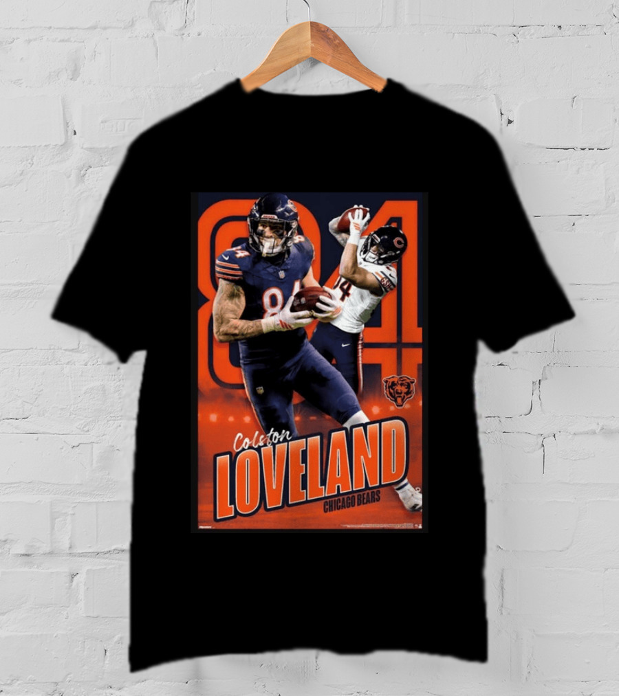Colston Loveland 84 Chicago Bears Football Action T-Shirt