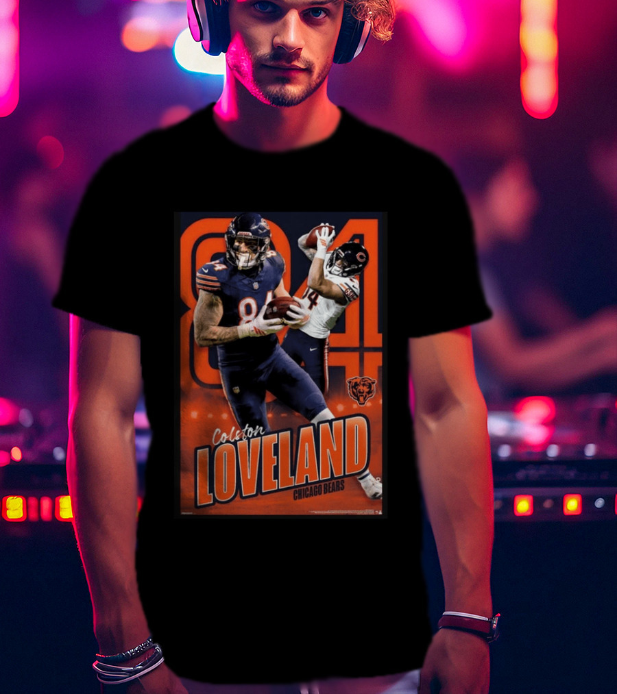 Colston Loveland 84 Chicago Bears Football Action T-Shirt