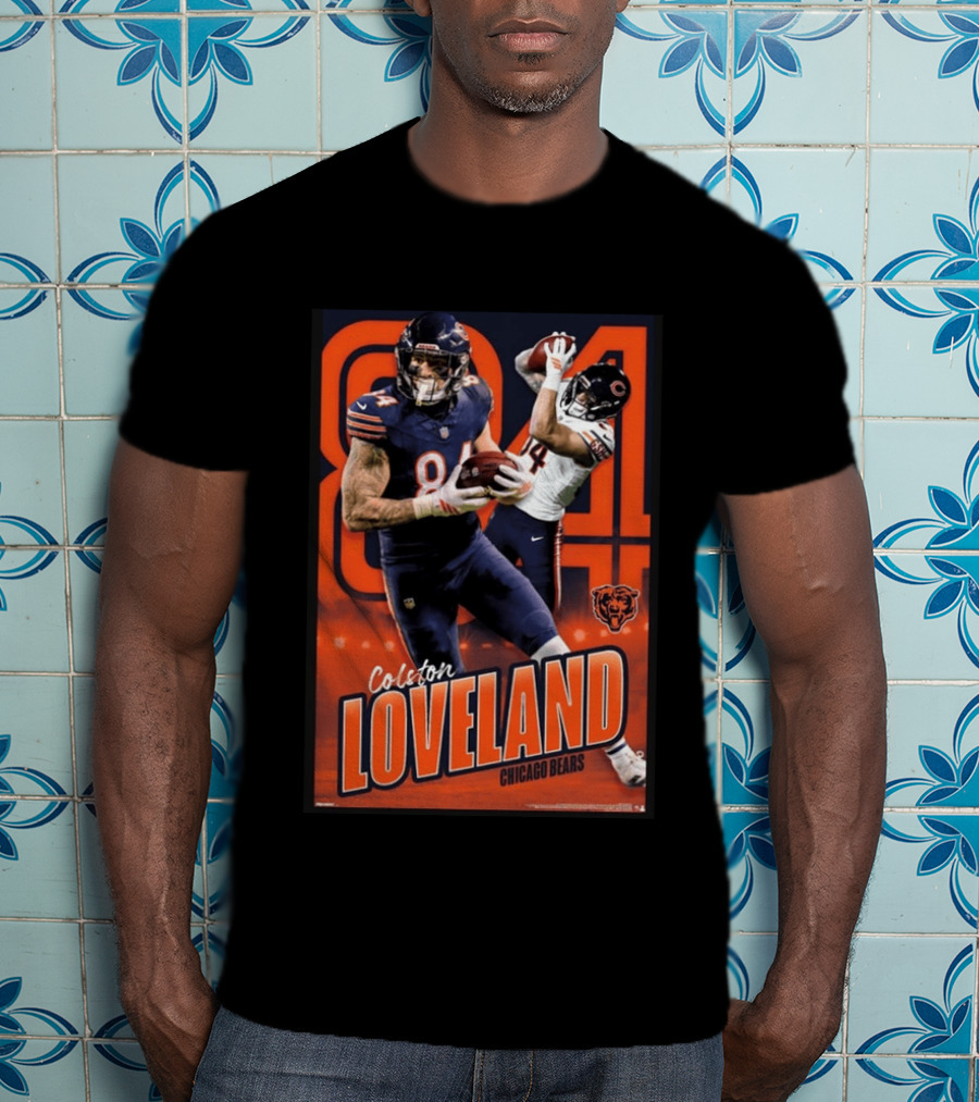 Colston Loveland 84 Chicago Bears Football Action T-Shirt
