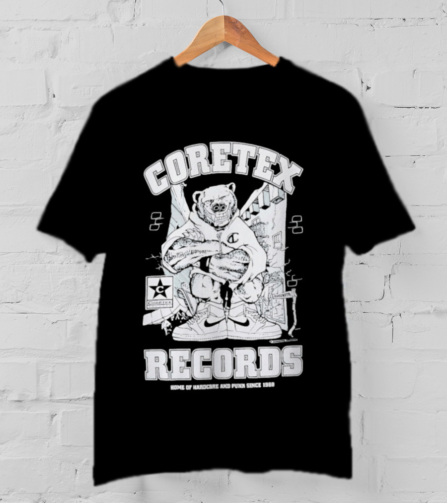 Coretex Records Home Of Hardcore And Punk Bear Illustration Since 1988 T-Shirt