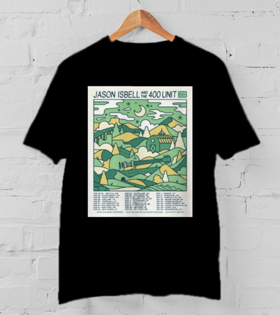 Jason Isbell And The 400 Unit Tour 2026 January 23 24 Seattle Wa Jan 26 Sacramento Ca Nostalgic 2026 Countryside Landscape T-Shirt