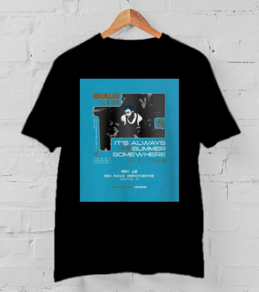 Khalid Lauv It's Always Summer Somewhere US Tour 2026 May 18 Red Rocks Amphitheatre Morrison CO Live Nation T-Shirt