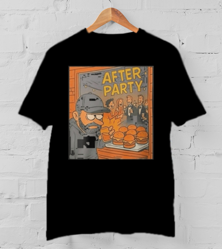 After Party Burger Cartoon With Drink In Hand T-Shirt