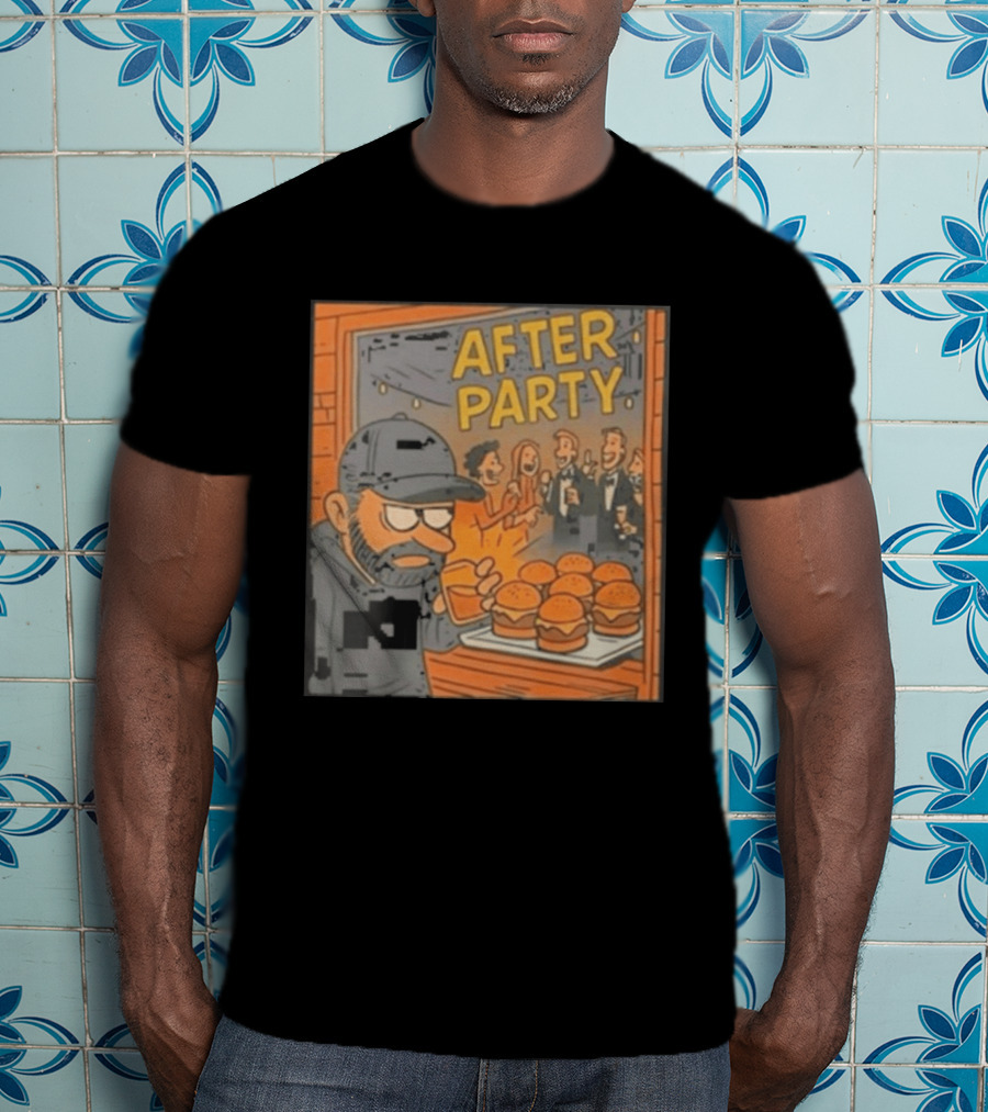 After Party Burger Cartoon With Drink In Hand T-Shirt