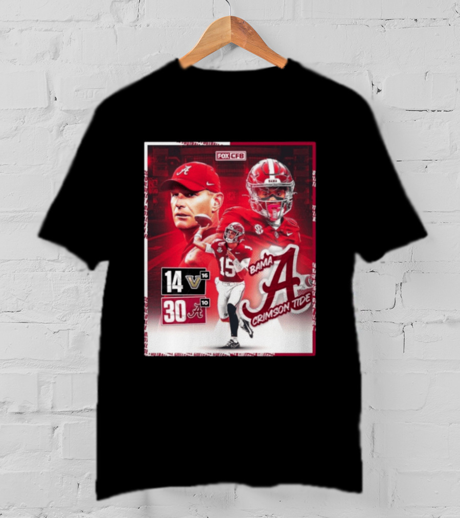 Crimson Tide Triumph Over Vanderbilt 30 14 Featuring Head Coach Kalen DeBoer And Jalen Milroe T-Shirt
