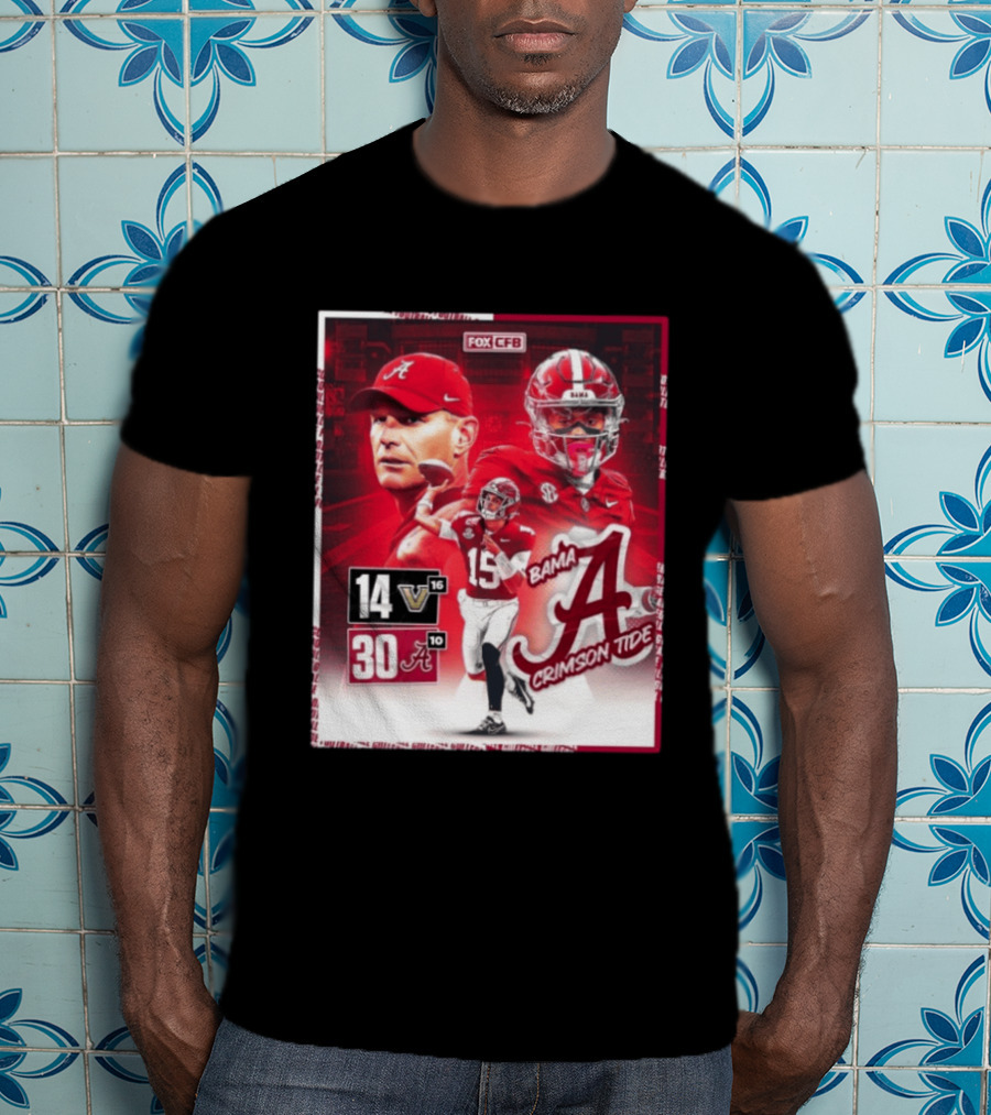 Crimson Tide Triumph Over Vanderbilt 30 14 Featuring Head Coach Kalen DeBoer And Jalen Milroe T-Shirt