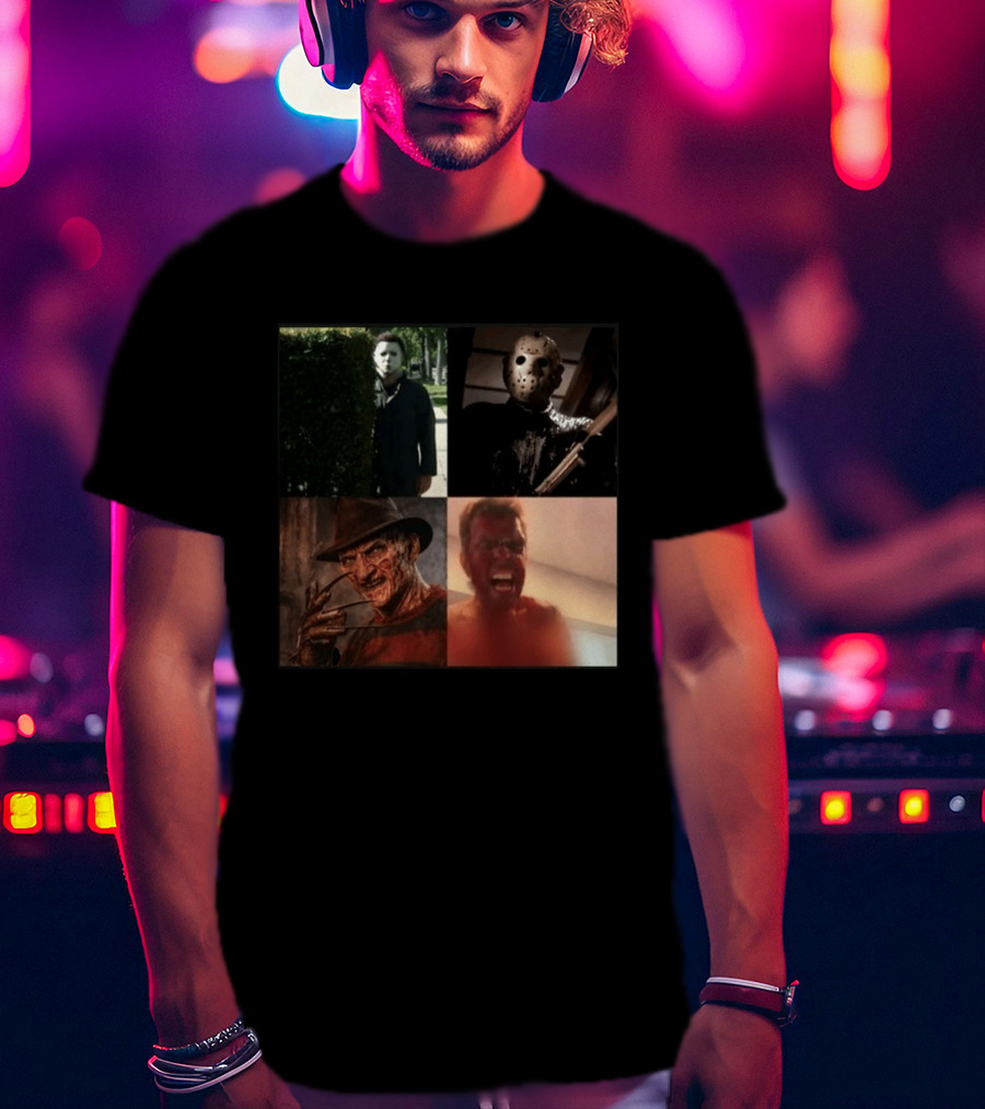 Perez Hilton Icons Horror Movie Legends Freddy Jason Michael Myers T-Shirt
