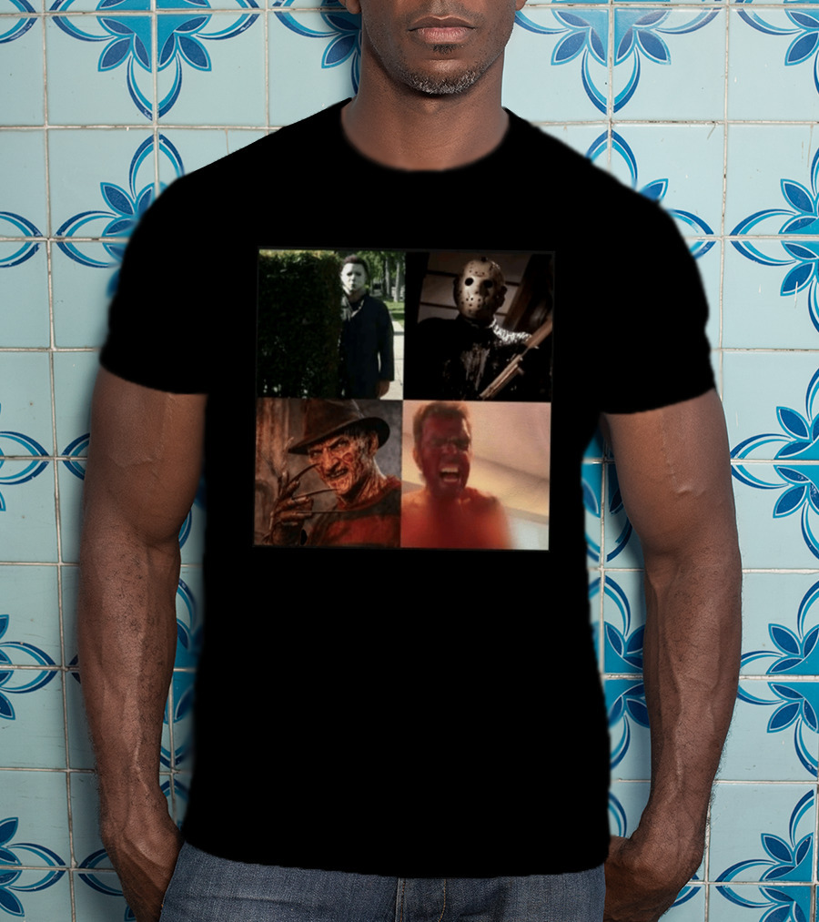 Perez Hilton Icons Horror Movie Legends Freddy Jason Michael Myers T-Shirt