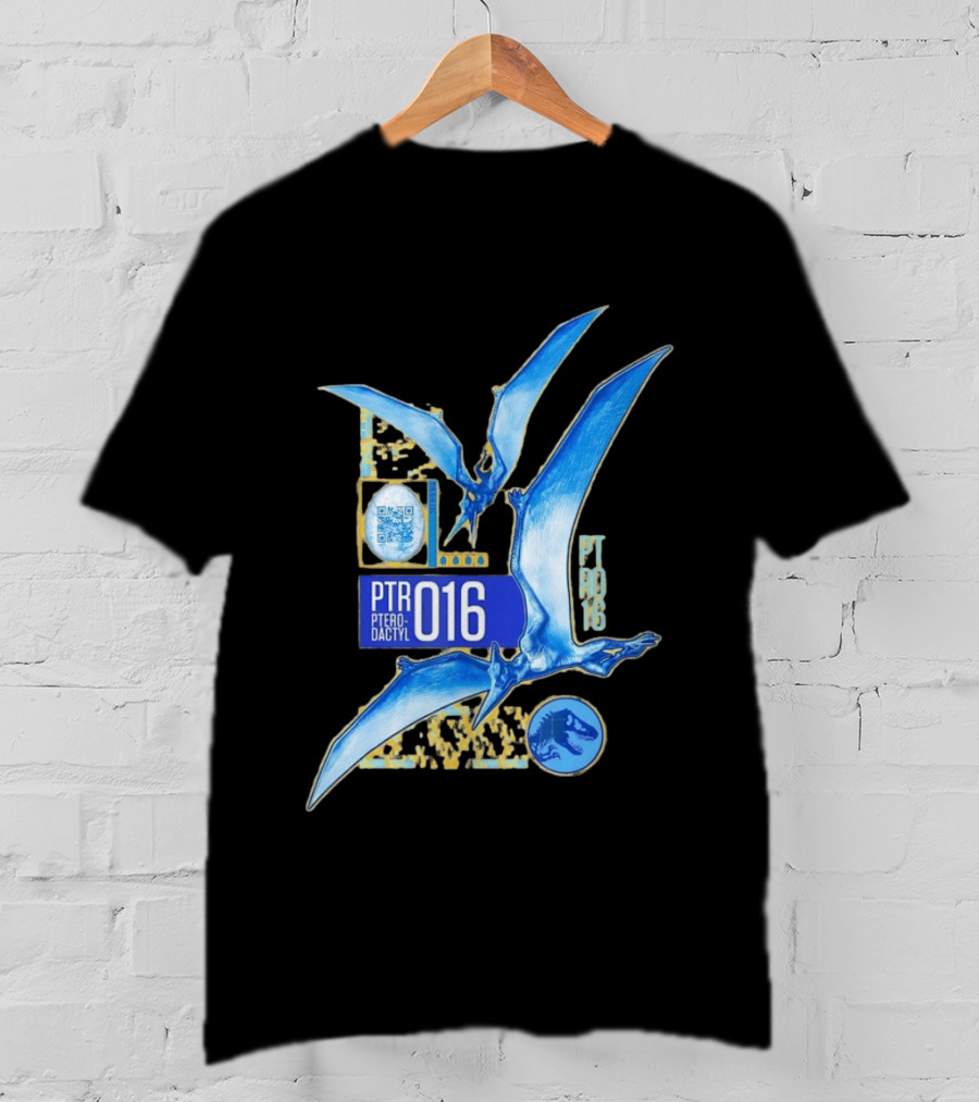 PTR 016 Pterodactyl Dinosaur Prehistoric QR Code Rex T-Shirt