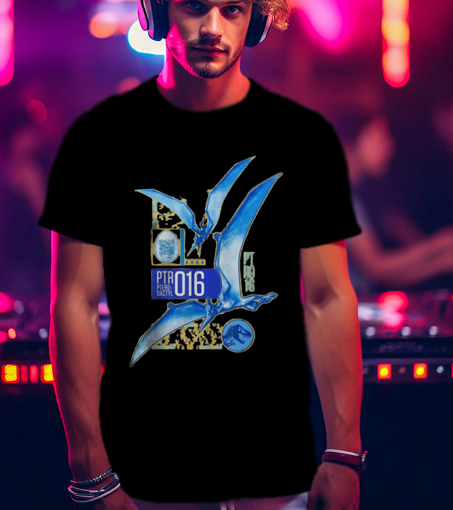 PTR 016 Pterodactyl Dinosaur Prehistoric QR Code Rex T-Shirt