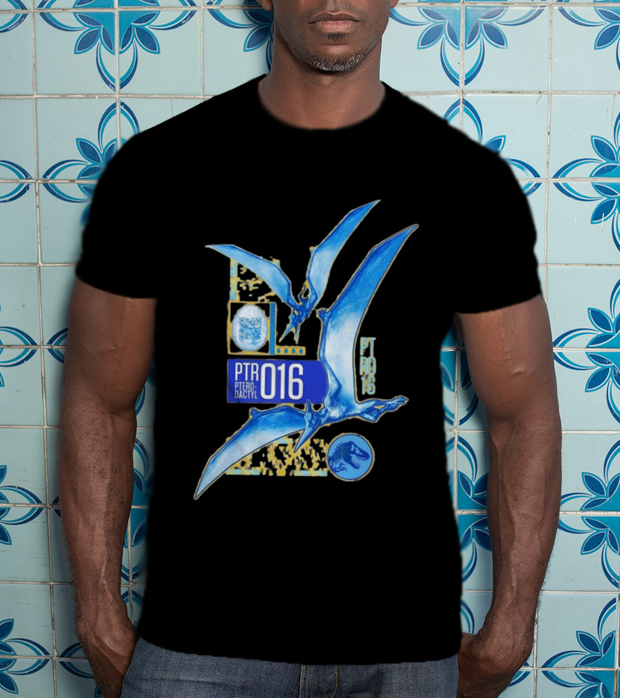 PTR 016 Pterodactyl Dinosaur Prehistoric QR Code Rex T-Shirt