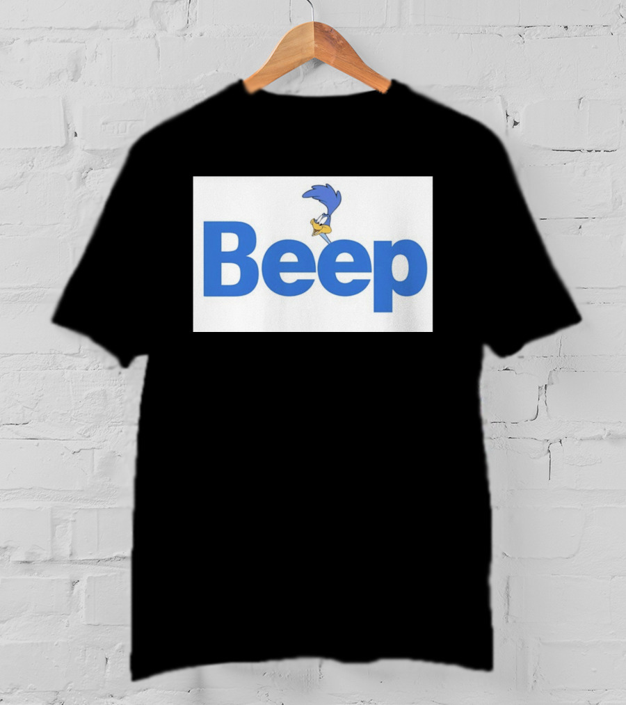 Looney Tunes Road Runner Beep Text Featuring Iconic Cartoon T-Shirt