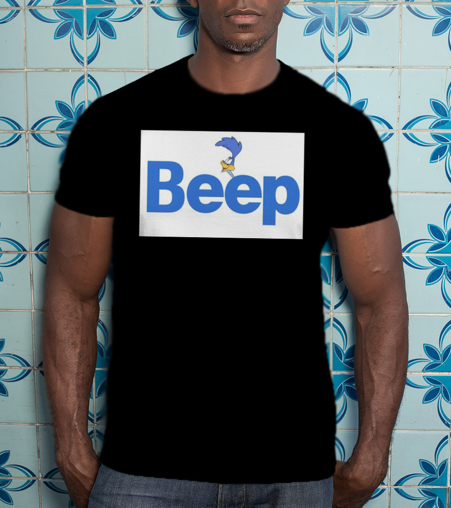 Looney Tunes Road Runner Beep Text Featuring Iconic Cartoon T-Shirt