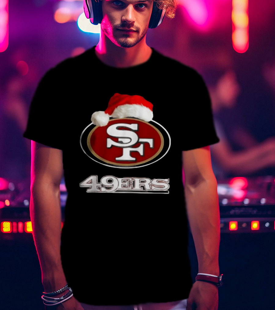 San Francisco 49ers 2025 Santa Hat Christmas Football 49ers T-Shirt