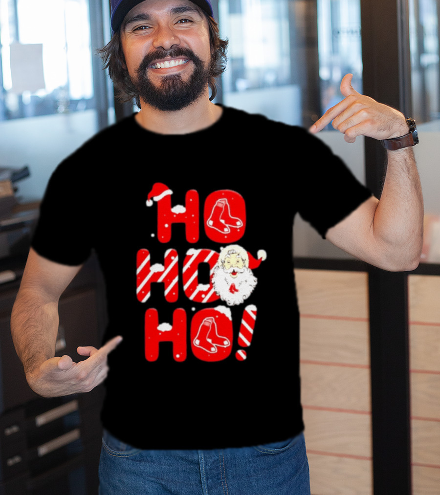 Boston Red Sox Santa Claus Ho Ho Ho Merry Christmas T-Shirt